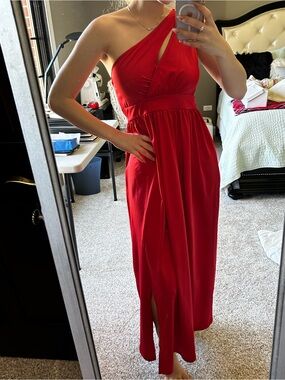 NWT Lillusory Elegant One-Shoulder Red Maxi Dress